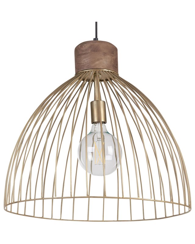 Pendant Lamp Brass Metal Iron Round Shade Openwork Ceiling Light Novelty Modern Beliani