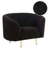 Armchair Black Boucle Fabric Soft Nubby Gold Legs Retro Glam Art Decor Style Beliani