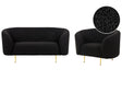 Living Room Set Black Boucle Fabric Soft Nubby Gold Legs 2 Seater Sofa Armchair Retro Glam Art Decor Style Beliani