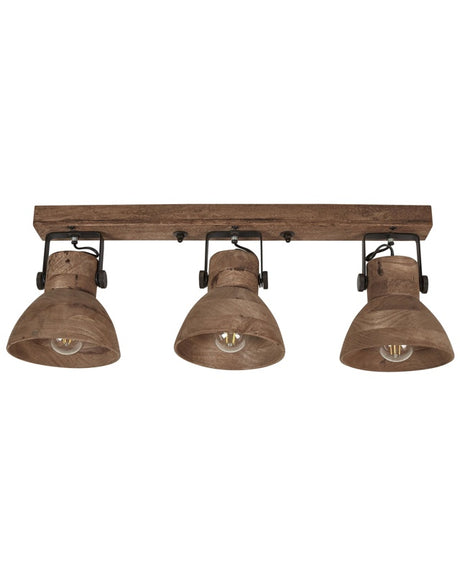 3 Light Spotlight Dark Mango Wood and Black Contemporary Design Adjustable Shades Beliani