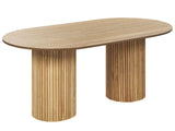 Dining Table Natural Ash Wood MDF Tabletop Rubberwood Legs 180 x 100 cm Modern Rustic Style Beliani