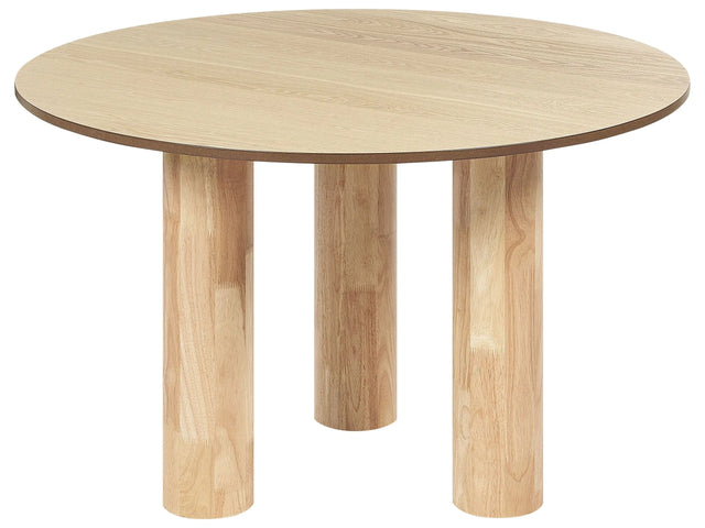 Dining Table Light Ash Wood MDF Tabletop Rubberwood Legs  120 cm Modern Rustic Style Beliani