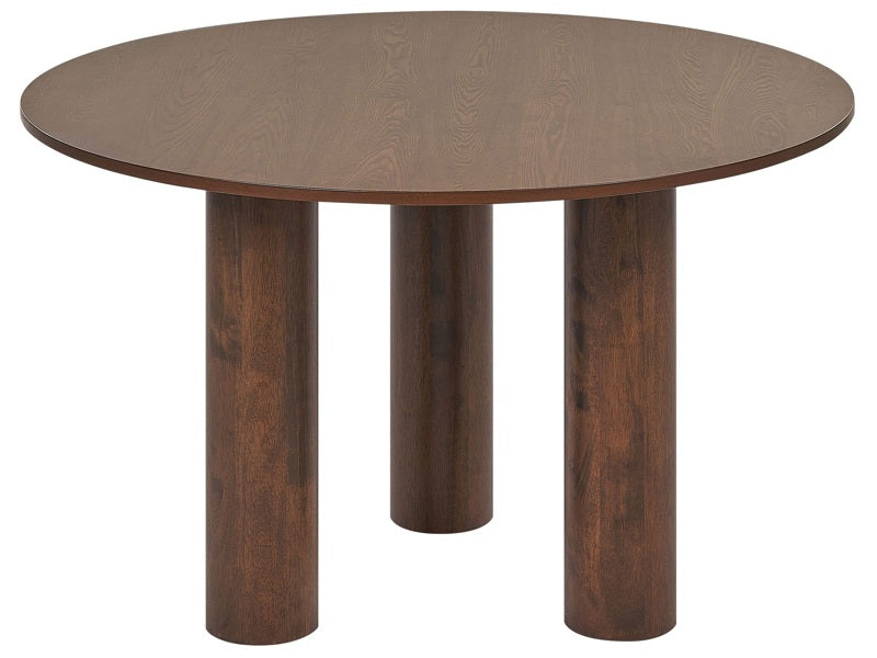 Dining Table Dark Wood MDF Tabletop Rubberwood Legs ⌀ 120 cm Modern Rustic Style  Beliani