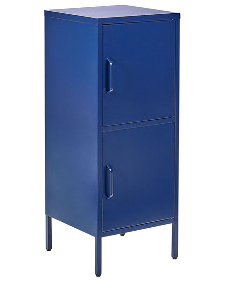 2 Door Storage Cabinet Navy Blue Metal Home Office Unit Steel 4 Shelves  Beliani