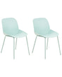 Set of 2 Dining Chairs Mint Green Plastic Deep Seat Contemporary Modern Design Dining Room Seating Beliani