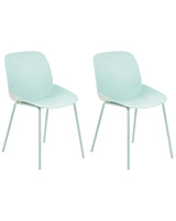 Set of 2 Dining Chairs Mint Green Plastic Deep Seat Contemporary Modern Design Dining Room Seating Beliani