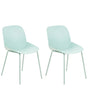 Set of 2 Dining Chairs Mint Green Plastic Deep Seat Contemporary Modern Design Dining Room Seating Beliani