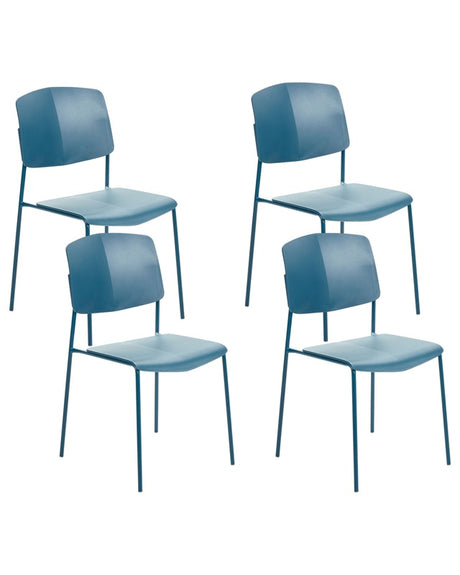 Set of 2 Dining Chairs Blue Plastic Contemporary Modern Design Dining Room Seating Beliani