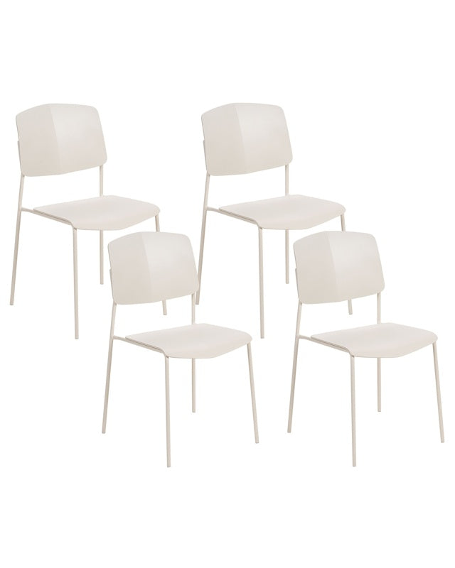 Set of 2 Dining Chairs Beige Plastic Contemporary Modern Design Dining Room Seating Beliani