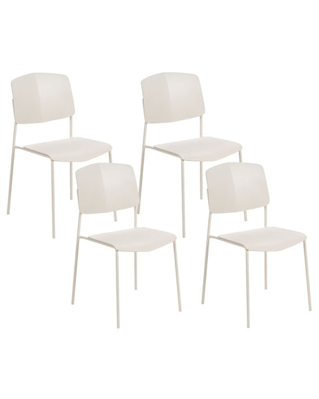 Set of 2 Dining Chairs Beige Plastic Contemporary Modern Design Dining Room Seating Beliani