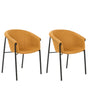 Set of 2 Dining Chairs Orange Fabric Upholster Contemporary Modern Design Dining Room Seating Beliani