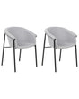 Set of 2 Dining Chairs Grey Fabric Upholster Contemporary Modern Design Dining Room Seating Beliani