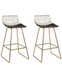 Set of 2 Bar Chairs Gold Metal Steel with Faux Leather Seat Pad Counter Height Breakfast Bar Chair Beliani