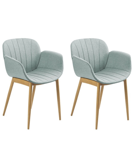 Set of 2 Dining Chairs Mint Green Fabric Upholster Contemporary Modern Design Dining Room Seating Beliani