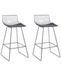 Set of 2 Bar Chairs Silver Metal Steel with Faux Leather Seat Pad Counter Height Breakfast Bar Chair Beliani