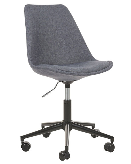 Armless Desk Chair Graphite Grey Fabric Uphlstered Padded Seat Adjustable Height Full Swivel Beliani