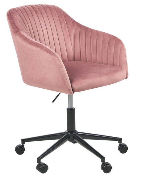 Office Swivel Chair Pink Velvet Height Adjustable Tufted Backrest Glamour Style Beliani