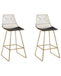 Set of 2 Dining Chairs Gold Metal Steel with Faux Leather Seat Pad  Beliani