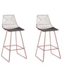 Set of 2 Dining Chairs Rose Gold Metal Steel with Faux Leather Seat Pad  Beliani