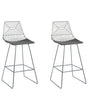 Set of 2 Dining Chairs Silver Metal Steel with Faux Leather Seat Pad  Beliani