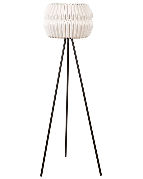 Floor Lamp White Paper Shade Black Metal Legs Modern Contemporary Design Tripod Base Standing Light Beliani