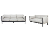 5 Seater Garden Sofa Set 3 Seater 2 Seater Thick Water-Repellent Cushions Grey Beliani