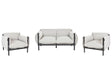 Aluminium Garden Seat 2 Seater Sofa with Amrchairs Black Aluminium Frame Light Grey Water Reppelant Fabric Cushions  Beliani