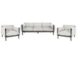 Aluminium Garden Seat 3 Seater Sofa with Armchairs Black Aluminium Frame Light Grey Water Repellent Fabric Cushions  Beliani