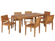 Garden Dining Set Light Acacia Wood Table 180 x 90 cm 6 Outdoor Chairs with Armrests Rustic Style Beliani