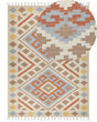 Kilim Area Rug Multicolour Cotton 160 x 230 cm Low Pile Geometric Pattern with Tassels Rectangular Traditional Beliani