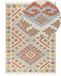 Kilim Area Rug Multicolour Cotton 200 x 300 cm Low Pile Geometric Pattern with Tassels Rectangular Traditional Beliani