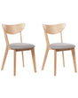 Set of 2 Dining Chairs Light Wood Rubberwood Seat Pad Accent Dining Seat Modern Traditional Design Beliani