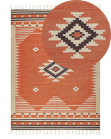 Kilim Area Rug Multicolour Cotton 140 x 200 cm Reversible Geometric Pattern with Tassels Rectangular Traditional Beliani