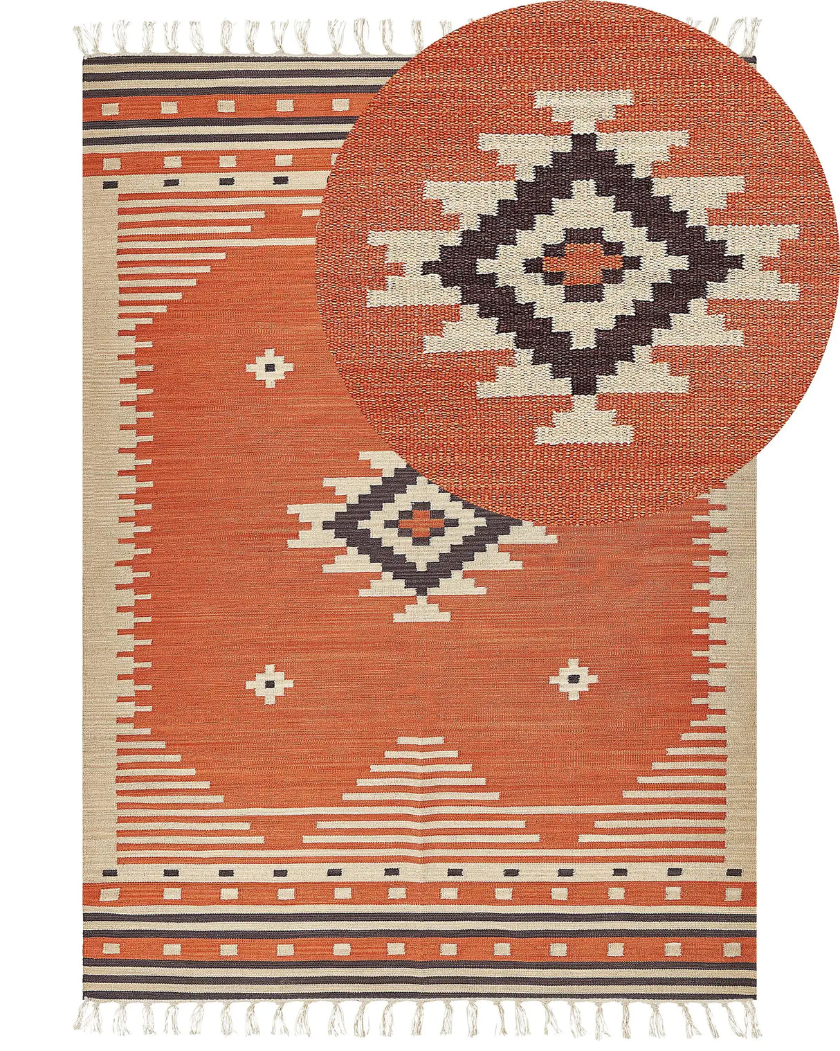 Kilim Area Rug Multicolour Cotton 200 x 300 cm Reversible Geometric Pattern with Tassels Rectangular Traditional Beliani