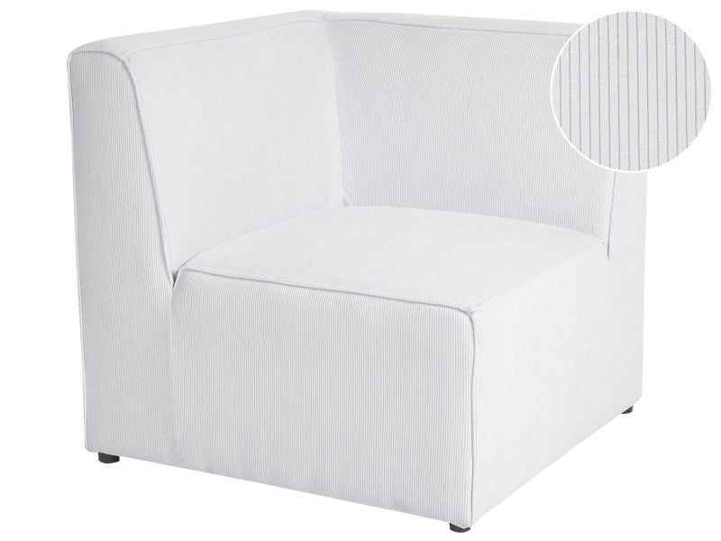 Corner Section Off White Corduroy 1-Seat Jumbo Cord Sofa Module Modern Single-Seat Beliani