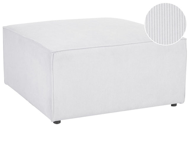 Ottoman Off White Corduroy Upholstered Square Footstool Modern Design Beliani