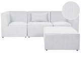 Modular Sofa Off White Corduroy with Ottoman 3 Seater Sectional Sofa Modern Design Beliani