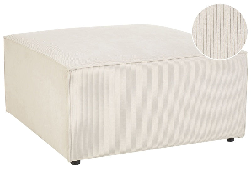 Ottoman Beige Corduroy Upholstered Square Footstool Modern Design Beliani