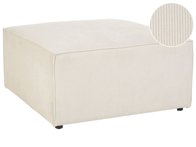 Ottoman Beige Corduroy Upholstered Square Footstool Modern Design Beliani