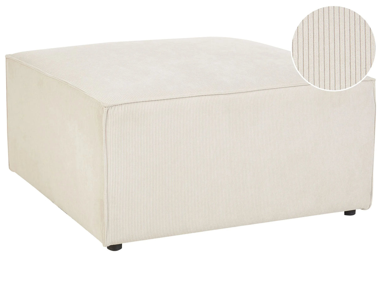 Ottoman Beige Corduroy Upholstered Square Footstool Modern Design Beliani