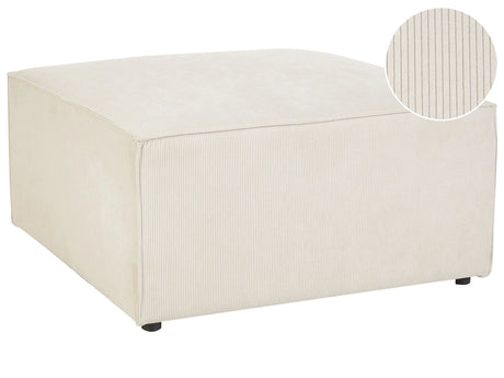 Ottoman Beige Corduroy Upholstered Square Footstool Modern Design Beliani