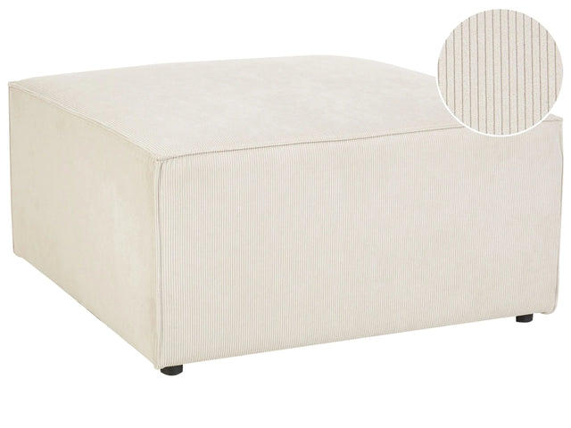 Ottoman Beige Corduroy Upholstered Square Footstool Modern Design Beliani