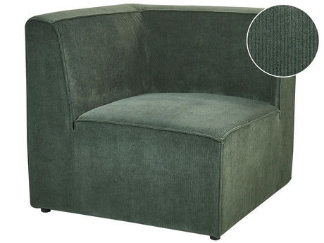 Corner Section Dark Green Corduroy 1-Seat Jumbo Cord Sofa Module Modern Single-Seat Beliani
