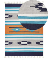Kilim Area Rug Multicolour Cotton 140 x 200 cm Handwoven Reversible Flat Weave Geometric Pattern with Tassels Traditional Boho Living Room Bedroom Beliani