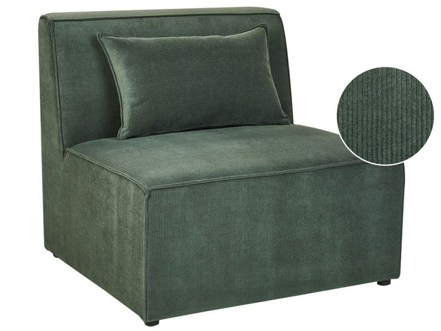 1-Seat Section Dark Green Corduroy Jumbo Cord Sofa Module Modern Single-Seat Beliani