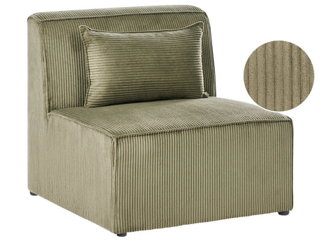 1-Seat Section Green Corduroy Jumbo Cord Sofa Module Modern Single-Seat Beliani