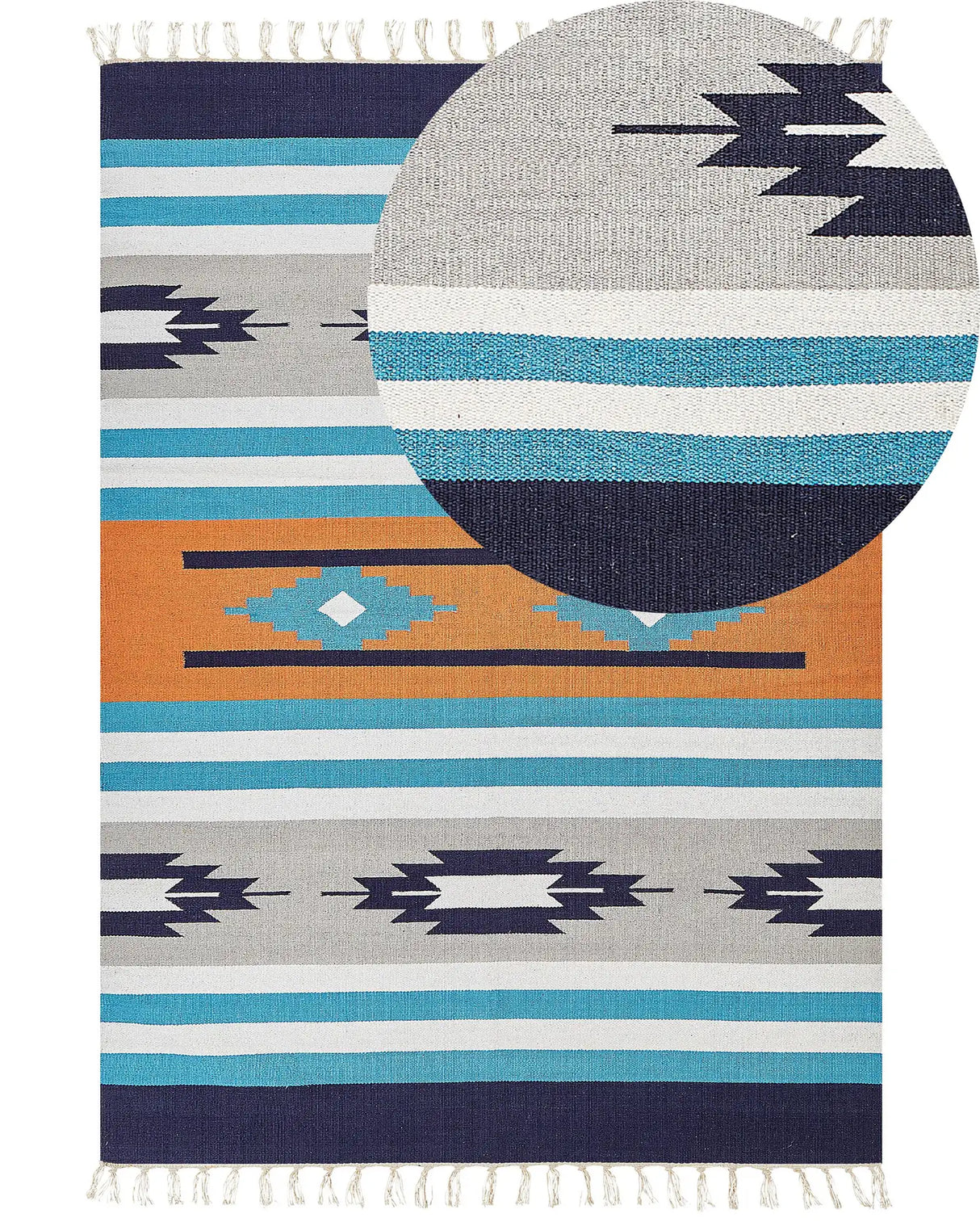 Kilim Area Rug Multicolour Cotton 200 x 300 cm Handwoven Reversible Flat Weave Geometric Pattern with Tassels Traditional Boho Living Room Bedroom Beliani