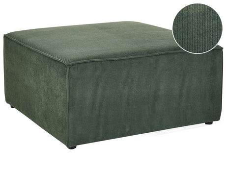 Ottoman Dark Green Corduroy Upholstered Square Footstool Modern Design Beliani