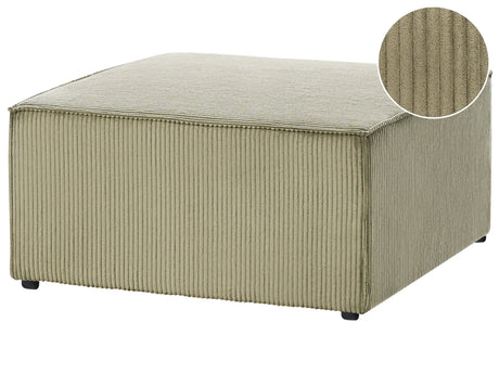 Ottoman Green Corduroy Upholstered Square Footstool Modern Design Beliani