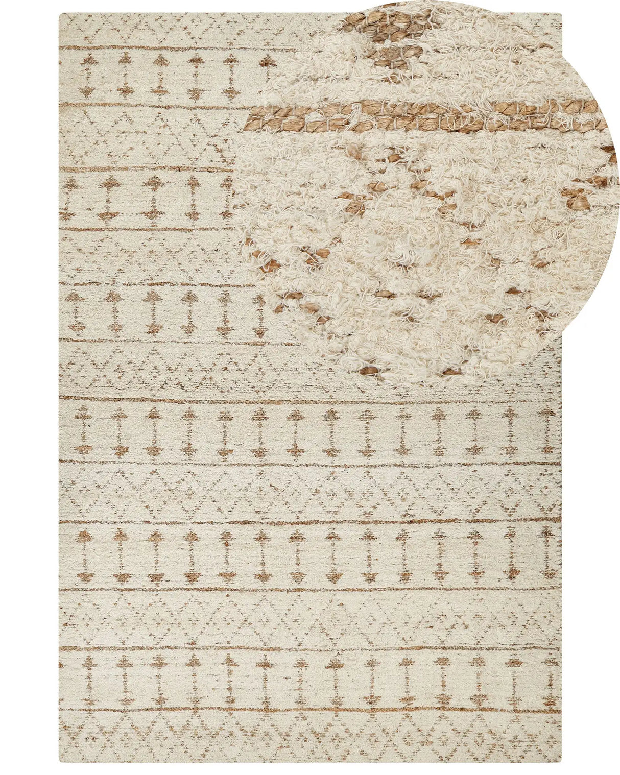 Modern Area Rug Beige 200 x 300 cm Rectangular Handwoven Reversible Low Pile Modern Living Room Bedroom Beliani